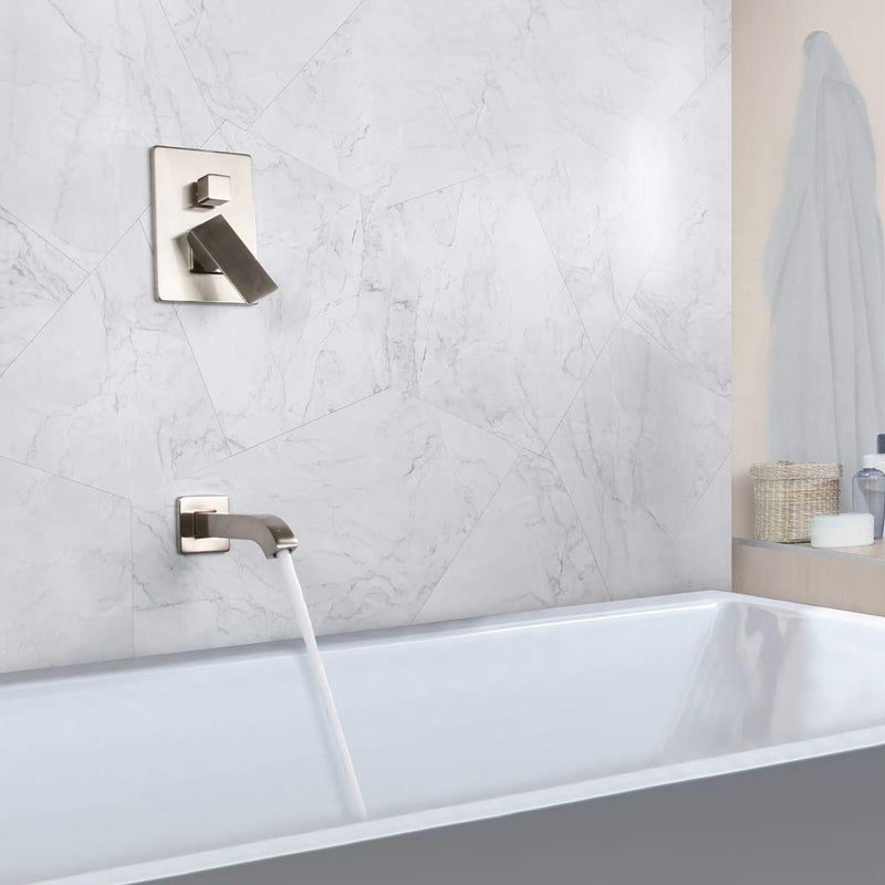POP SANITARYWARE Shower Tub Faucet Set Brushed Nickel Bathroom 8 Inch Shower Head System with Tub Spout Wall Mounted Singe Handle Tub and Shower Trim Kit with Valve - Image 4